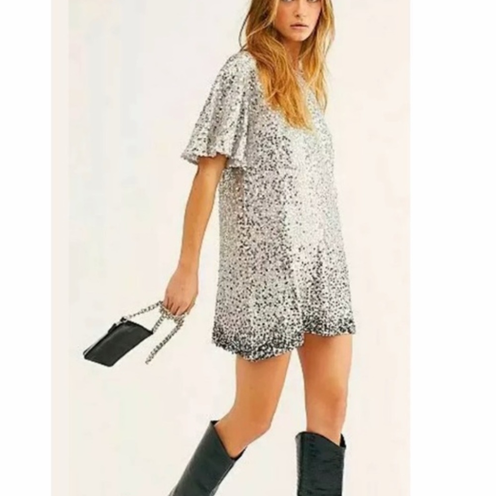 Jen's Pirate Booty Free People Sequin Dress Silver